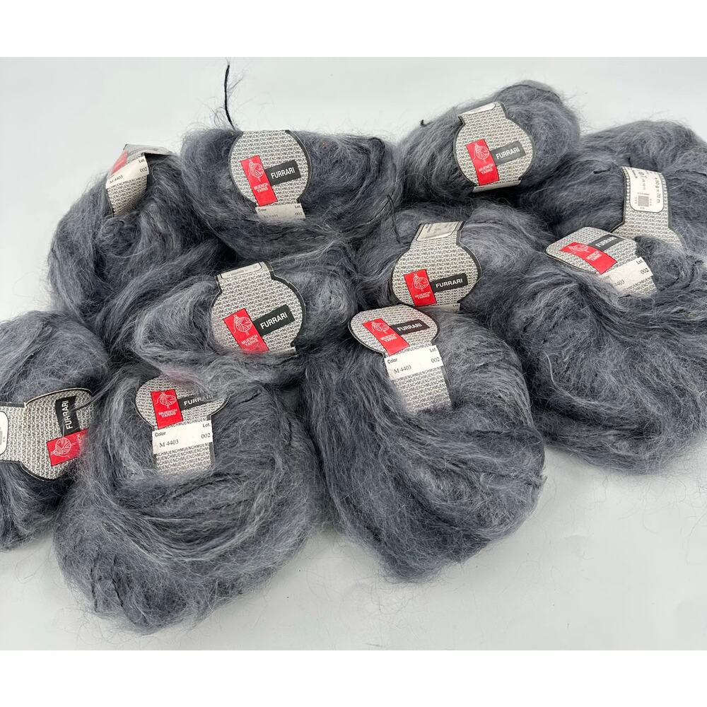 MUENCH Yarn FURRARI Mohair Acrylic Blend Gray #M4403 Made in France (9)